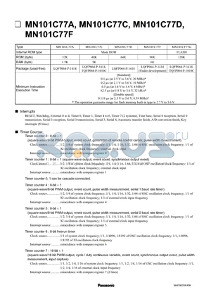 MN101C77D datasheet - MN101C77A