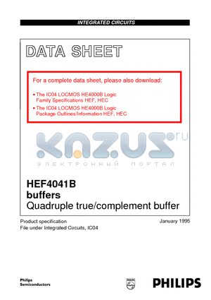HEF4041B datasheet - Quadruple true/complement buffer