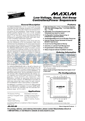 MAX5927 datasheet - Low-Voltage, Quad, Hot-Swap Controllers/Power Sequencers