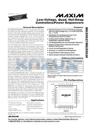 MAX5927 datasheet - Low-Voltage, Quad, Hot-Swap Controllers/Power Sequencers