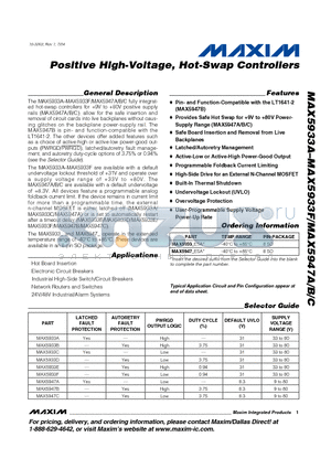 MAX5933A datasheet - Positive High-Voltage, Hot-Swap Controllers