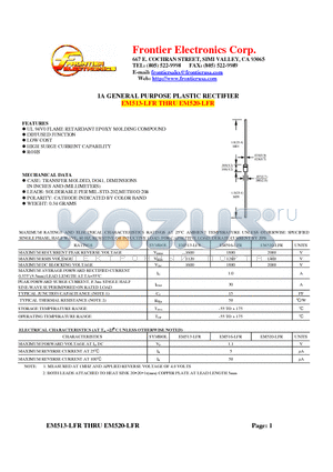 EM520-LFR datasheet - 1A GENERAL PURPOSE PLASTIC RECTIFIER