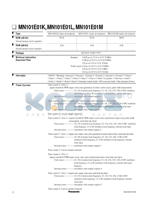 MN101E01L datasheet - MN101E01K