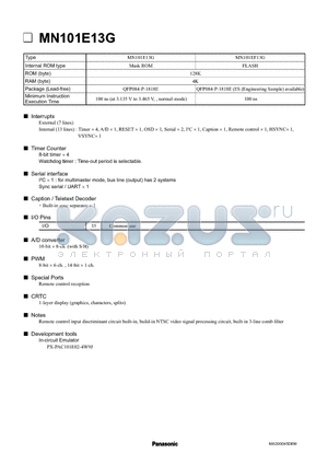 MN101E13G datasheet - MN101E13G