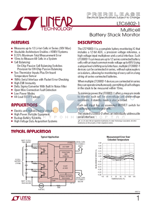 LTC6802IG-1-TRPBF datasheet - Multicell Battery Stack Monitor