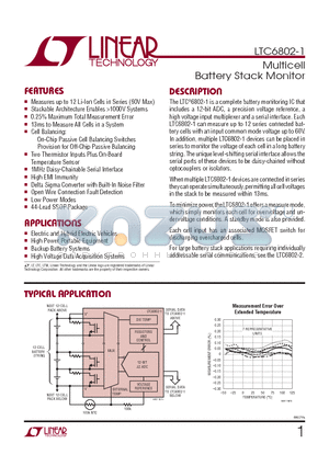 LTC6802IG-1PBF datasheet - Multicell Battery Stack Monitor