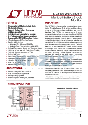 LTC6802-2 datasheet - Multicell Battery Stack Monitor