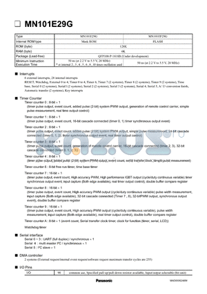 MN101E29G datasheet - MN101E29G