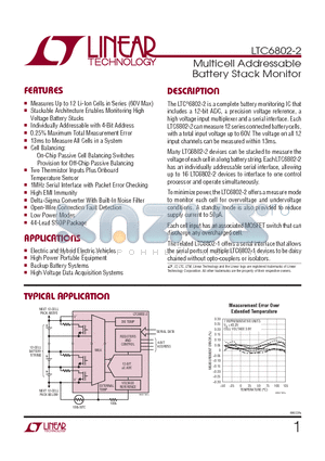 LTC6802IG-2PBF datasheet - Multicell Addressable Battery Stack Monitor