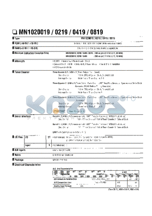 MN1020219 datasheet - Microcomputers/Controllers