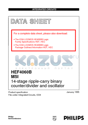 HEF4060BF datasheet - 14-stage ripple-carry binary counter/divider and oscillator
