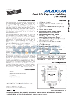 MAX5946 datasheet - Dual PCI Express, Hot-Plug Controller