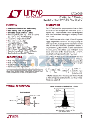 LTC6905IS5 datasheet - 17MHz to 170MHz Resistor Set SOT-23 Oscillator