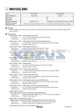 MN102L59D datasheet - MN102L59D