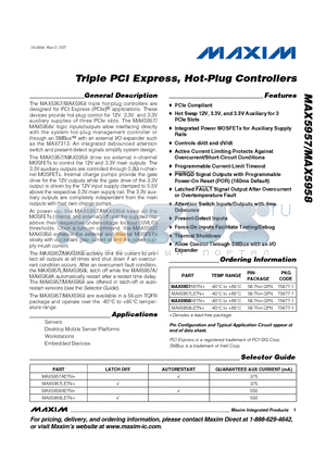 MAX5957 datasheet - Triple PCI Express, Hot-Plug Controllers