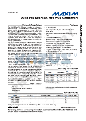 MAX5960 datasheet - Quad PCI Express, Hot-Plug Controllers