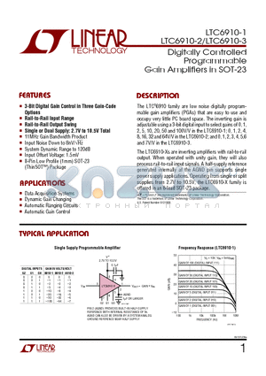 LTC6910-3CTS8 datasheet - Digitally Controlled Programmable Gain Amplifiers in SOT-23