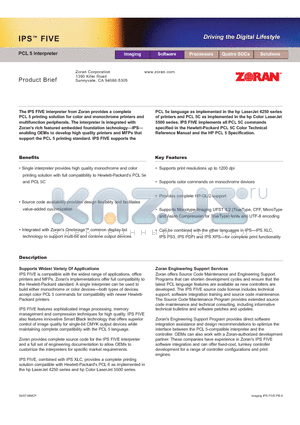 IPS-FIVE datasheet - PCL 5 Interpreter