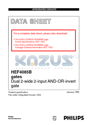 HEF4085B datasheet - Dual 2-wide 2-input AND-OR-invert gate