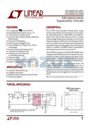 LTC691I datasheet - Microprocessor Supervisory Circuits