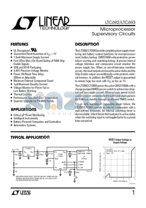 LTC692 datasheet - Microprocessor Supervisory Circuits