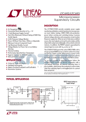 LTC693 datasheet - Microprocessor Supervisory Circuits