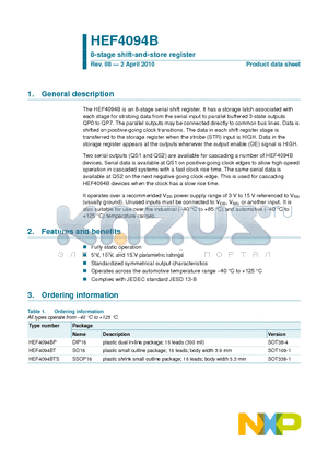 HEF4094BTS datasheet - 8-stage shift-and-store register
