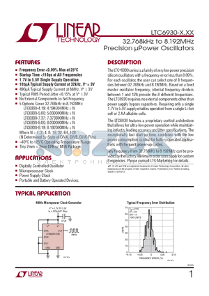 LTC6930CMS8-8.19-TRPBF datasheet - 32.768kHz to 8.192MHz Precision lPower Oscillators