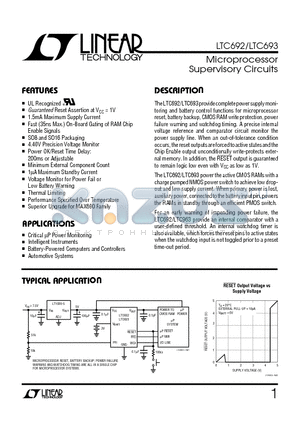 LTC693C datasheet - Microprocessor Supervisory Circuits