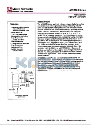 MN3000 datasheet - High-accuracy 8-Bit D/A Converters