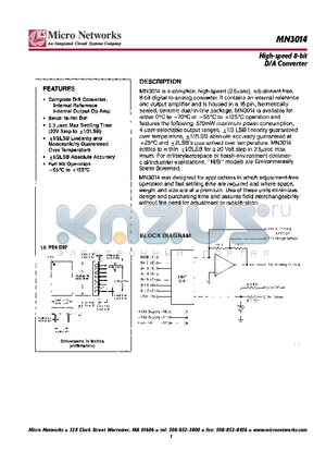 MN3014H datasheet - High-speed 8-bit D/A Converter