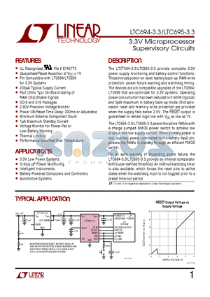 LTC694CN8-3.3 datasheet - 3.3V Microprocessor Supervisory Circuits