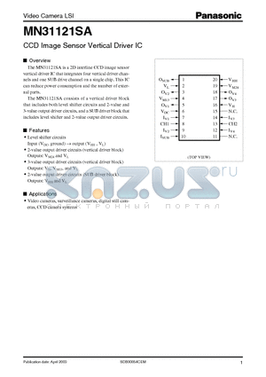 MN31121SA datasheet - CCD Image Sensor Vertical Driver IC