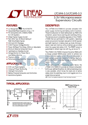 LTC695-3.3 datasheet - 3.3V Microprocessor Supervisory Circuits