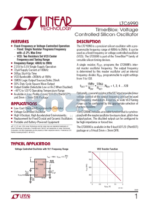 LTC6990CDCBPBF datasheet - TimerBlox: Voltage Controlled Silicon Oscillator