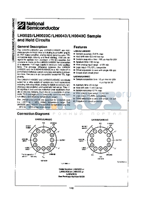 LH0023CG datasheet - SAMPLE AND HOLD CIRCUITS