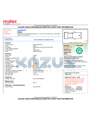 MCT-4 datasheet - VibraKrimp Quick Disconnect, Male, for 14-16 (2.00-1.30) Wire, Box, Tab 6.35mm(.250