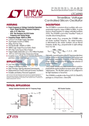 LTC6990HS6-TRPBF datasheet - TimerBlox: Voltage Controlled Silicon Oscillator