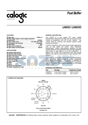 LH0033 datasheet - Fast Buffer