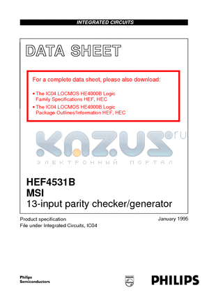 HEF4531B datasheet - 13-input parity checker/generator