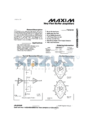 LH0063K datasheet - Very Fast Buffer Amplifiers