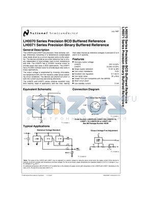 LH0070-0H datasheet - LH0070 Series Precision BCD Buffered Reference