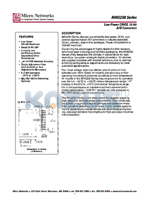 MN5252 datasheet - LOW POWER CMOS 12-BIT A/D CONVERTERS