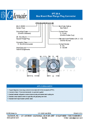 IPTG26A18-11SZC datasheet - Box Mount Rear Flange Plug Connector