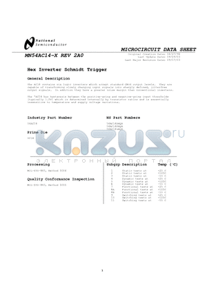 MN54AC14-X datasheet - Hex Inverter Schmidt Trigger