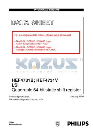 HEF4731 datasheet - Quadruple 64-bit static shift register