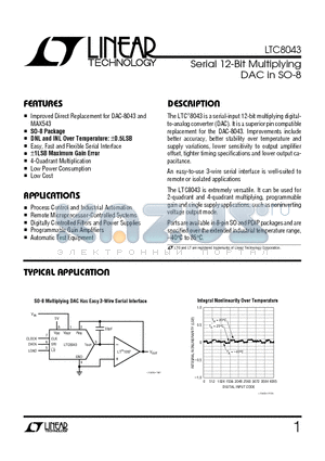 LTC8043 datasheet - Serial 12-Bit Multiplying DAC in SO-8