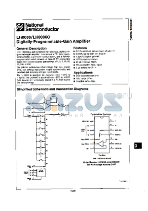 LH0086D datasheet - DIGITALLY-PROGRAMMABLE-GAIN AMPLIFIER