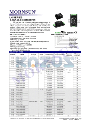 LH05-10A15 datasheet - LH series ----is a compact size power converter offered by Mornsun.