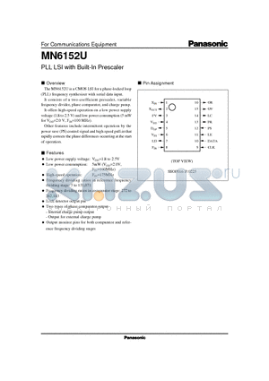MN6152U datasheet - PLL LSI with Built-In Prescaler